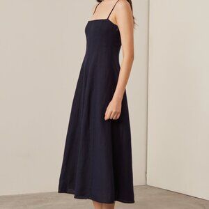 Midi Linen Dress Navy